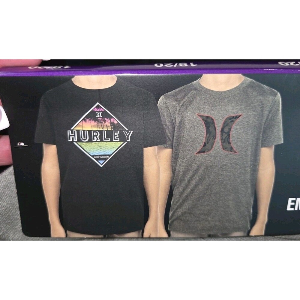 New HURLEY Youth 18-20 Boys 2-Pack Graphic Logo Camouflage Tee / T- Shirts B20